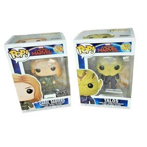 Carol Danvers F.Y.E  And Talos Captain Marvel Funko Pop Collectible Bundle